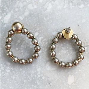 Vintage Metal Gold Bead Hoop Women’s Earrings
